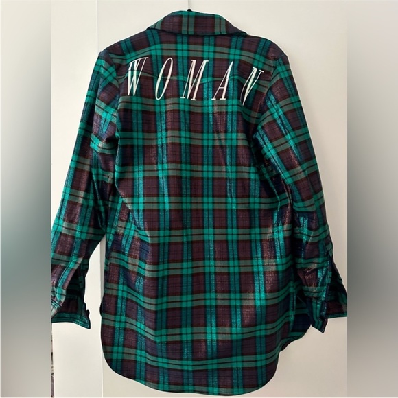 RARE OFF-WHITE c/o VIRGIL ABLOH Oversized Metallic Plaid Overshirt Button up XXS - Picture 1 of 10